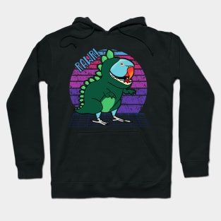 Vaporwave Blue Indian Ringneck Dinosaur Hoodie